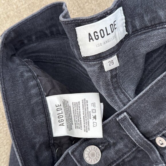 Agolde Riley Distressed High-Rise Cropped Straight Jeans - Picture 2 of 3